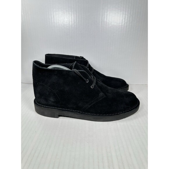 Size 9.5 Clarks Shepton Black Noir Suede Boots Shoes Mens Cushion 79926 NEW main image 7